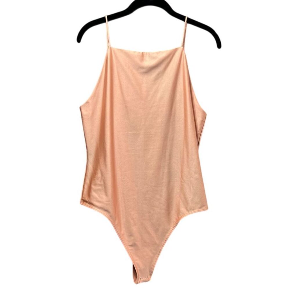 Bar III Bodysuit Sleeveless Square Neck Casual Top Blouse Pink Size L